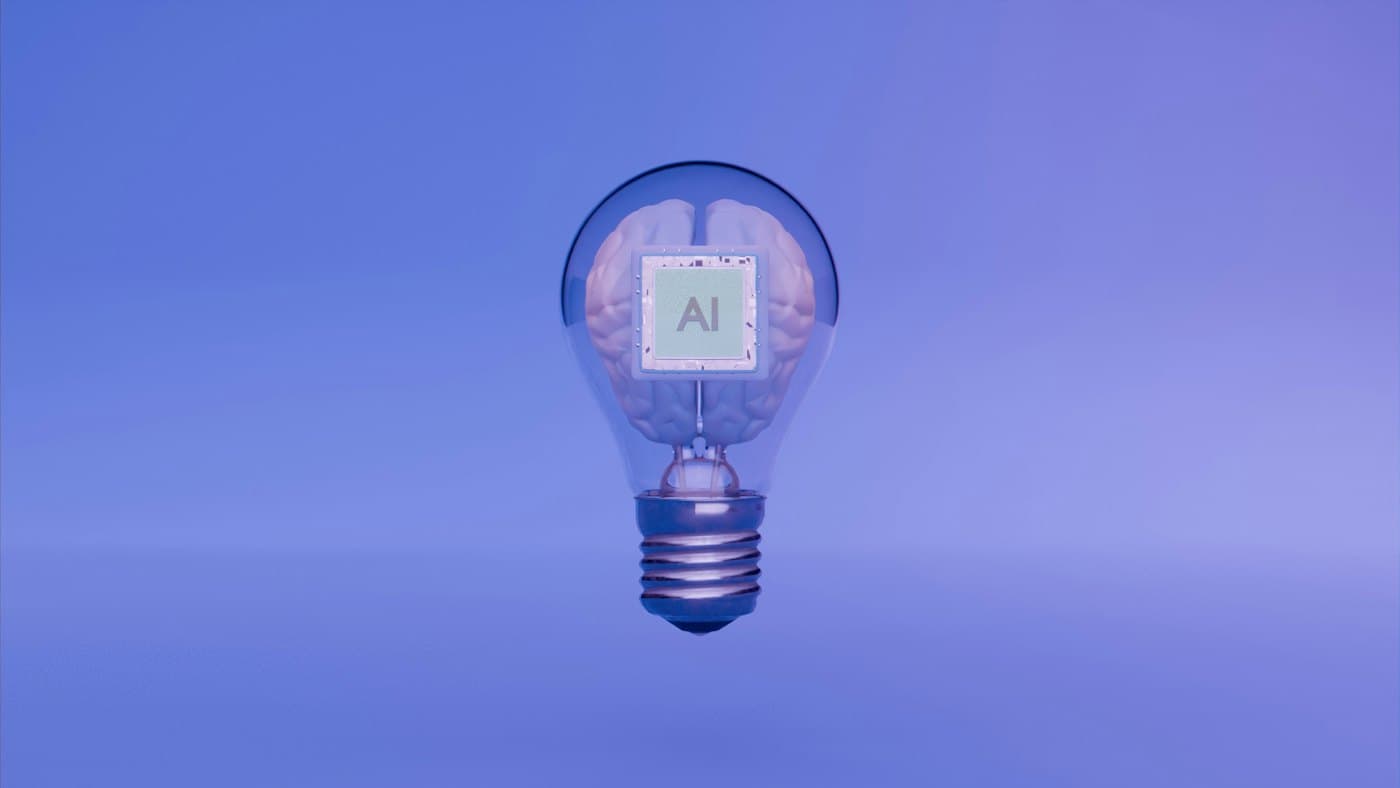 Light bulb with a microchip inside, representing AI