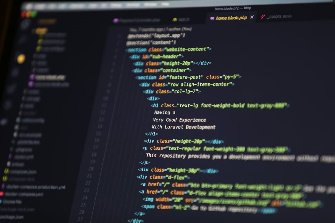 Code on a monitor